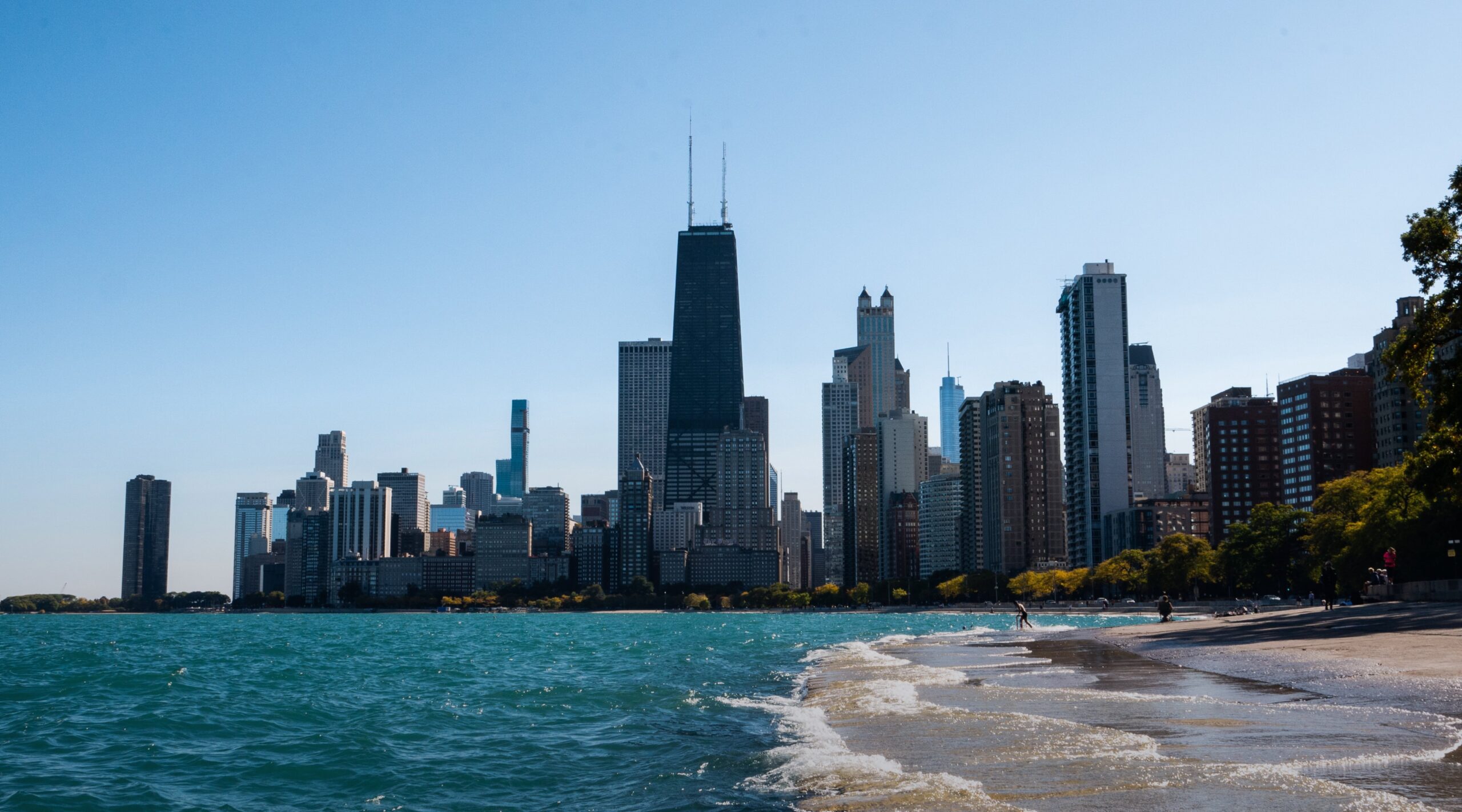 Chicago skyline with lake view
